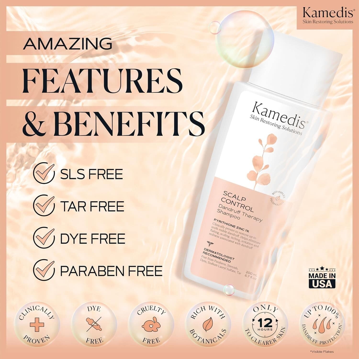 KAMEDIS Anti-Dandruff Therapy Shampoo 16.9 Fl Oz & Scalp Lotion 3.3 Fl Oz for Dry Skin - Thumbnail 8