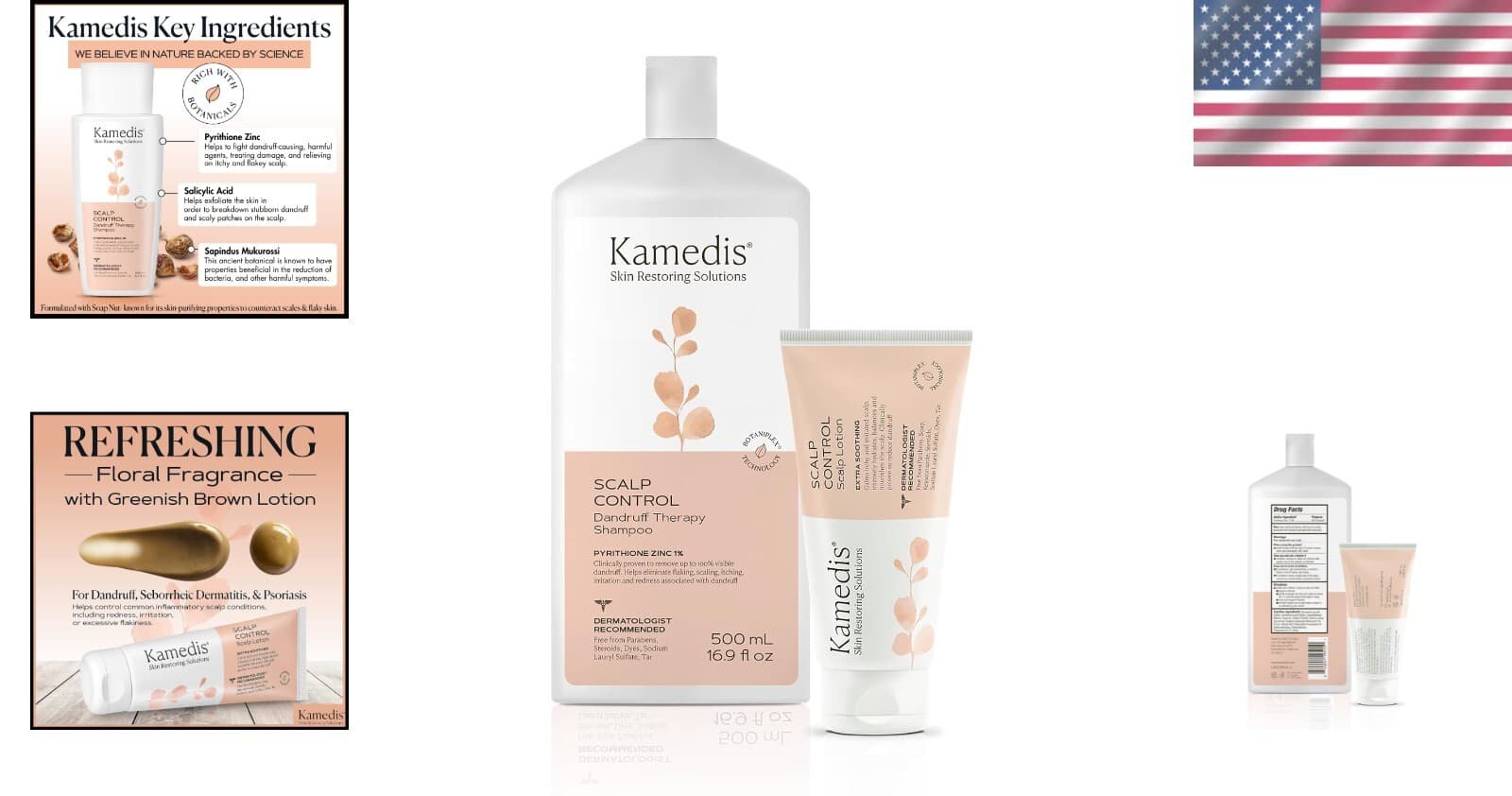 KAMEDIS Anti-Dandruff Therapy Shampoo 16.9 Fl Oz & Scalp Lotion 3.3 Fl Oz for Dry Skin - Thumbnail 2