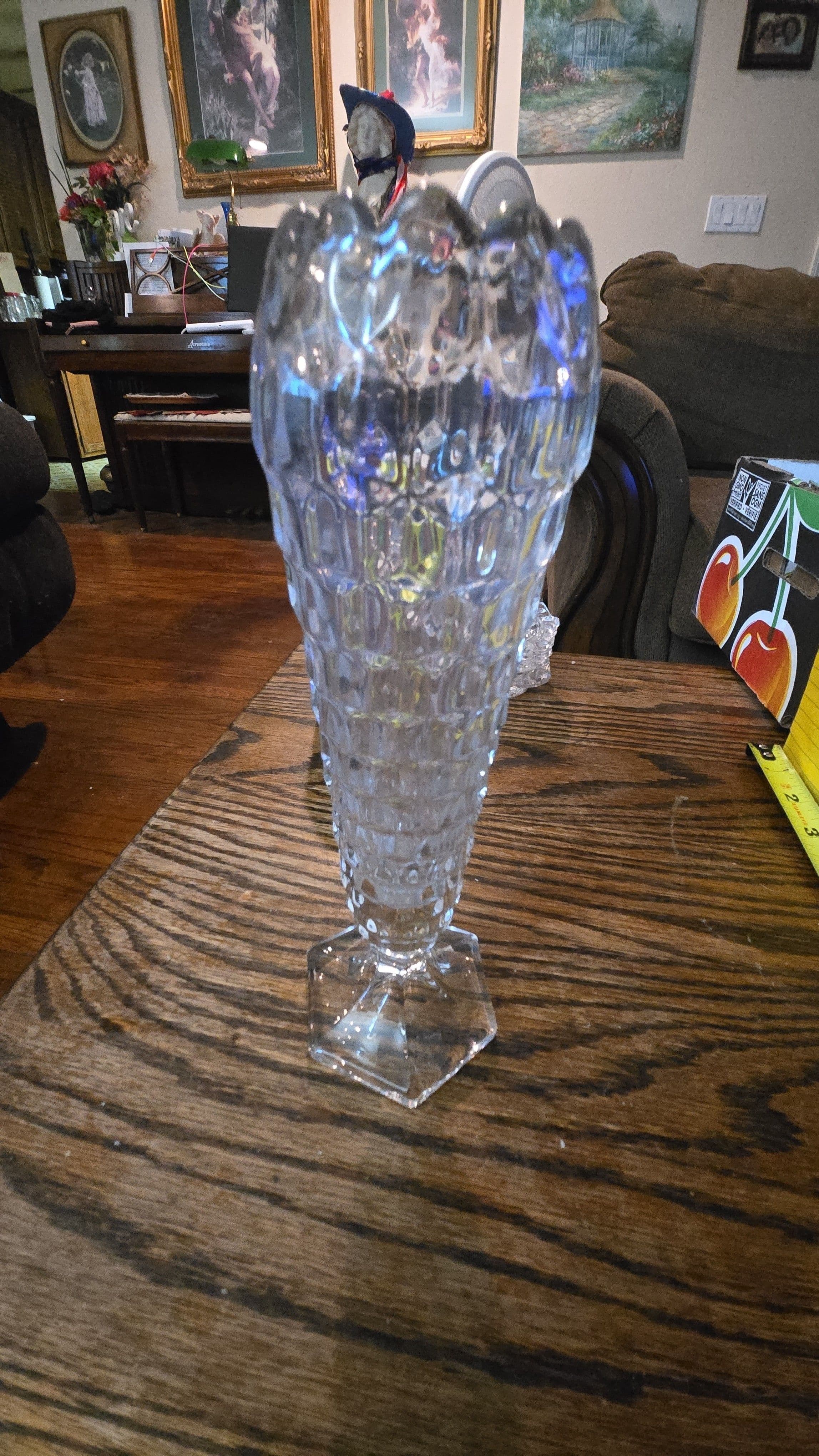 Fostoria American clear Cubist 8"
