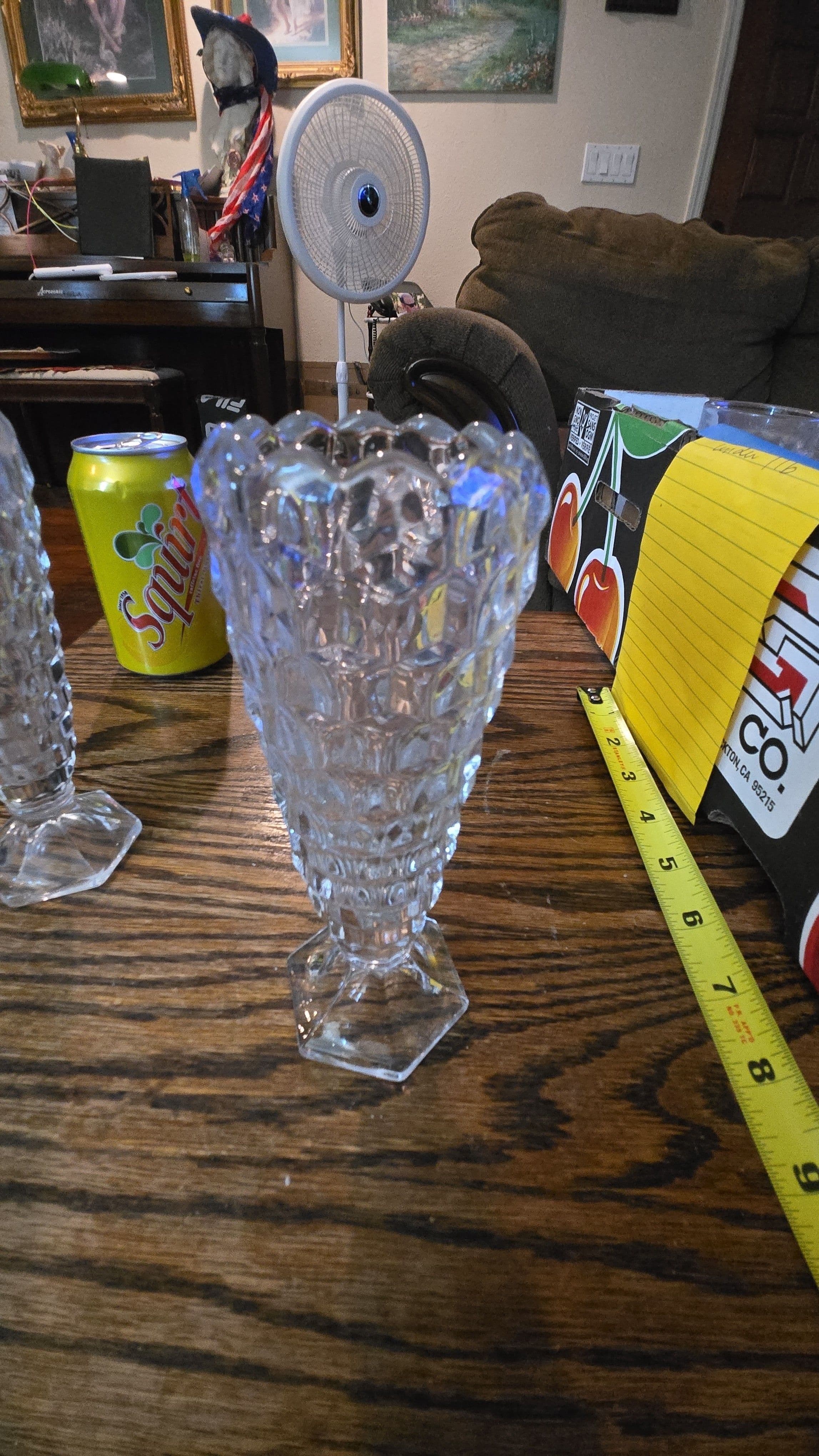 Fostoria American clear Cubist 6"