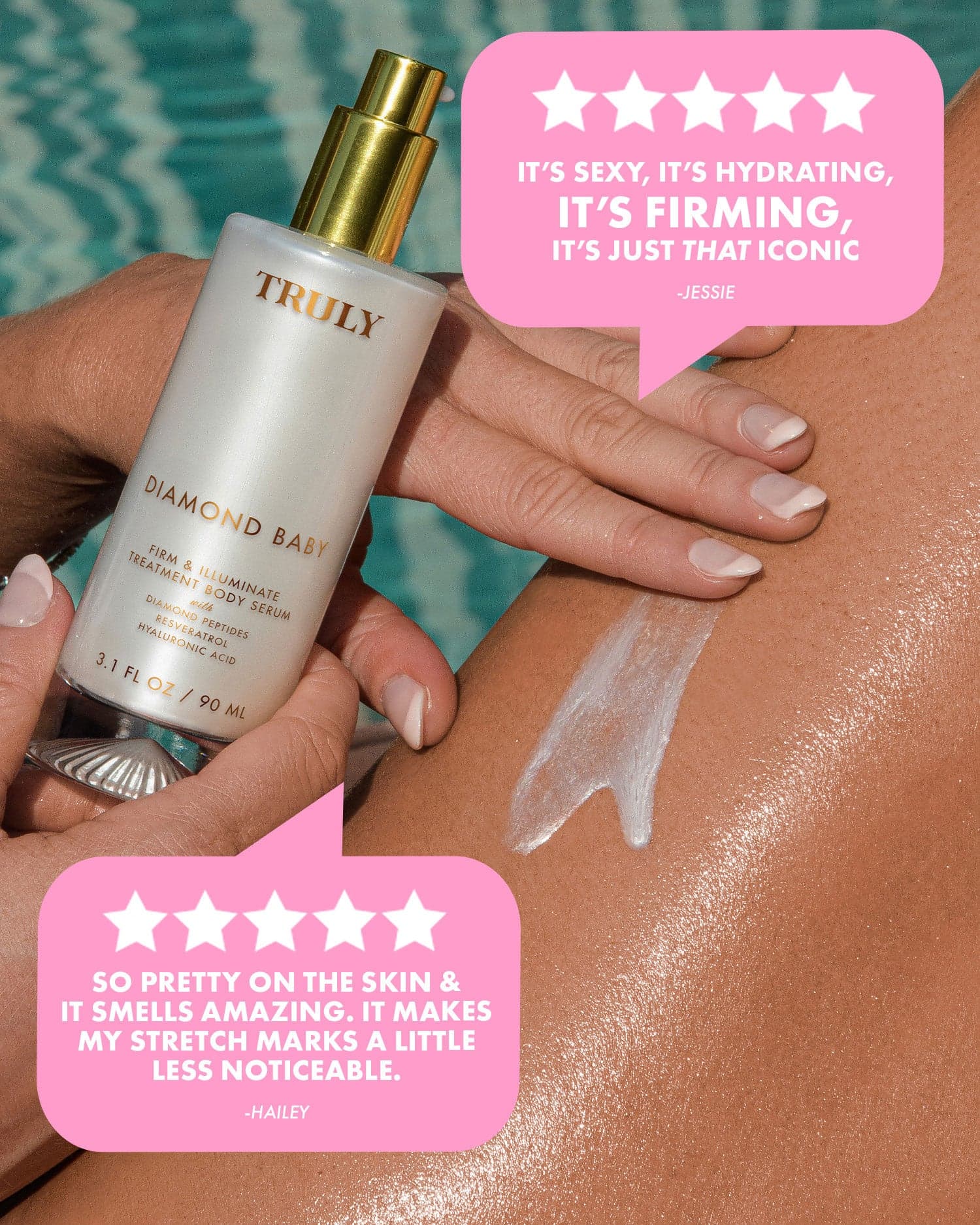 $44MSRP Truly Diamond Baby Firm & Illuminate Treatment Body Serum W/Diamond Peptides, Resveratrol, + Hyaluronic Acid - Thumbnail 6