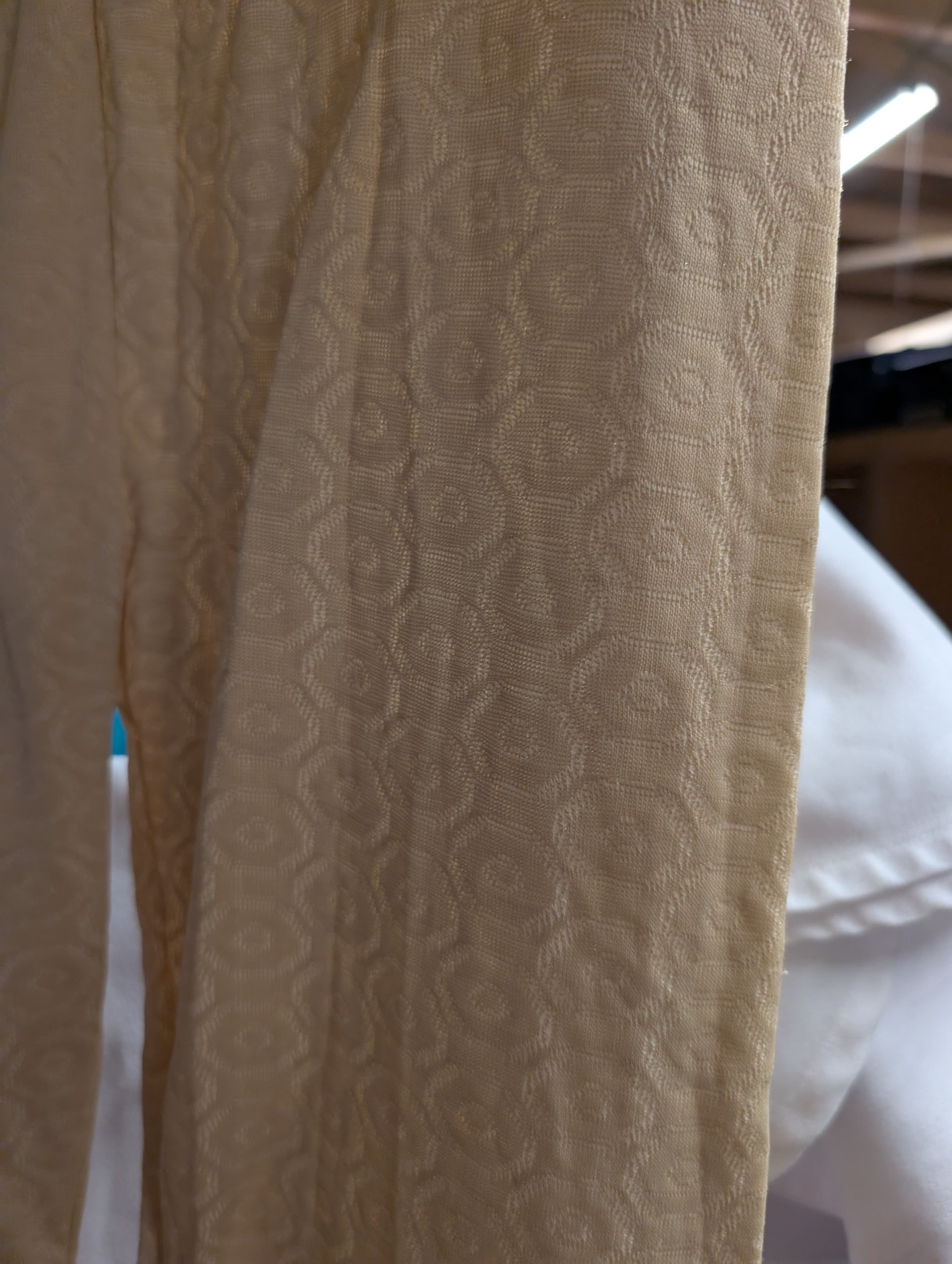 Beige Textured thermal  Pants with Elastic Cuffs - Thumbnail 3