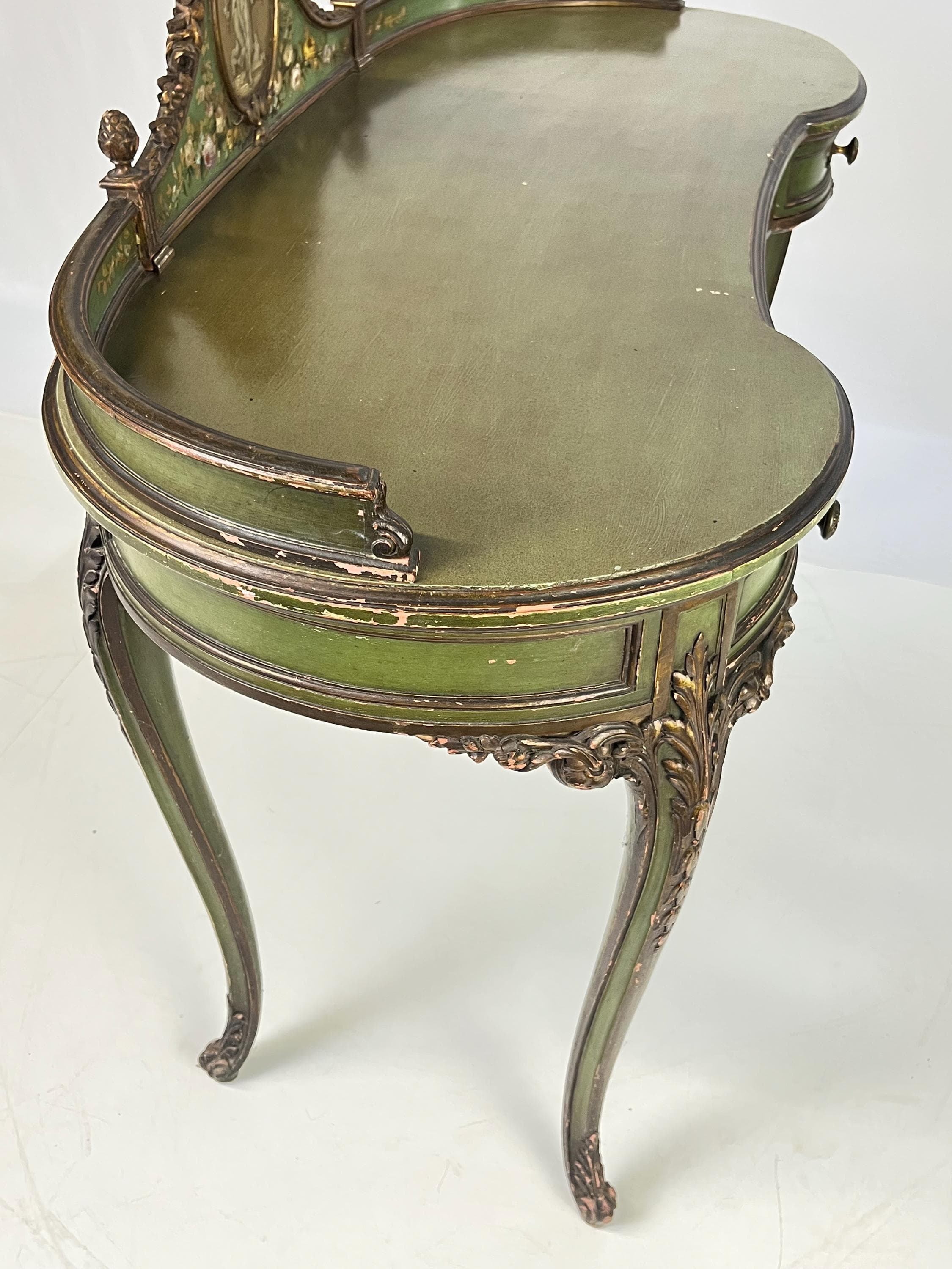 Vintage Italian Venetian Painted Kidney-Shaped Writing Desk or Vanity - Thumbnail 15