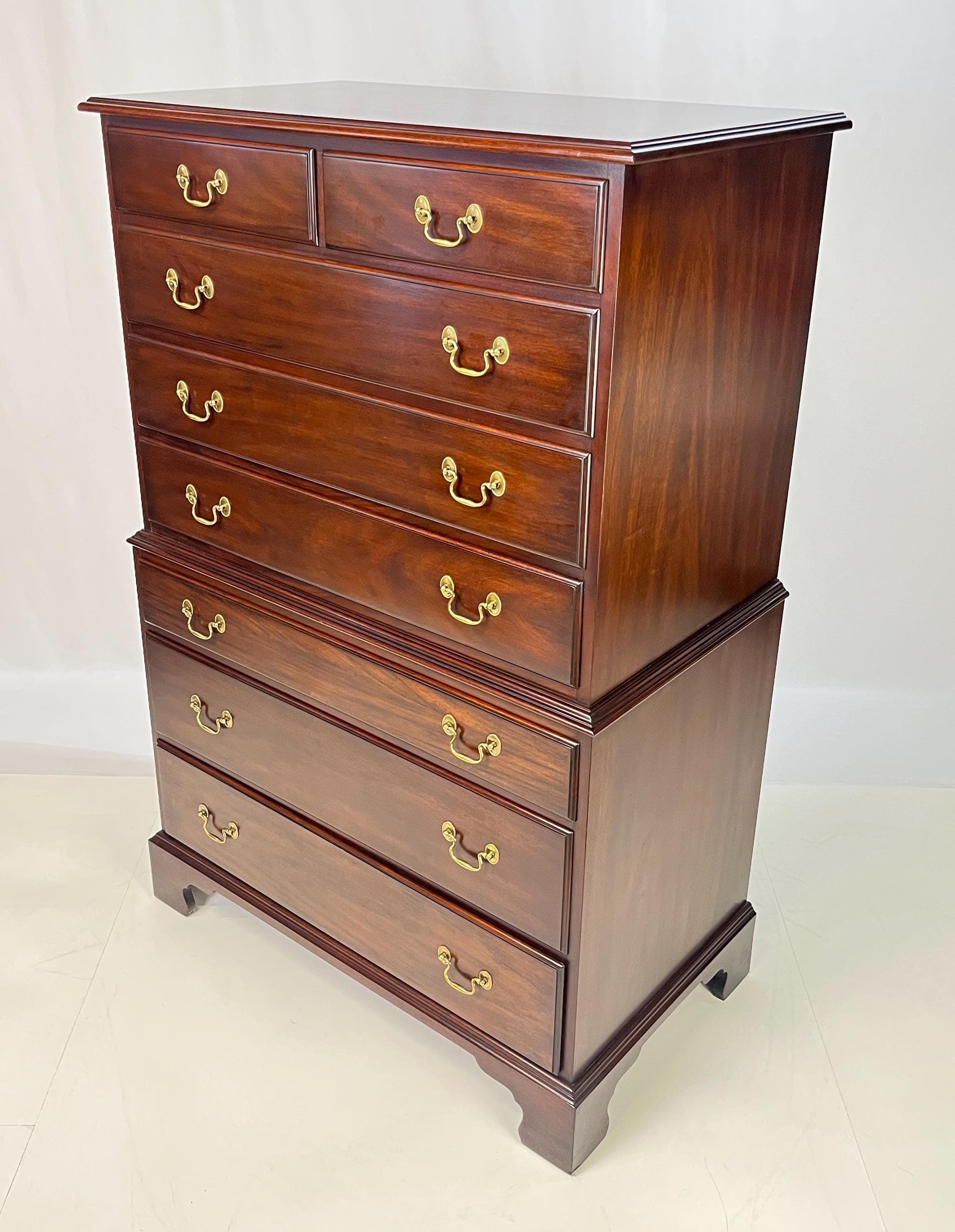Vintage Henkel Harris Virginia Galleries Mahogany Chippendale Style Chest-on-Chest - Thumbnail 7