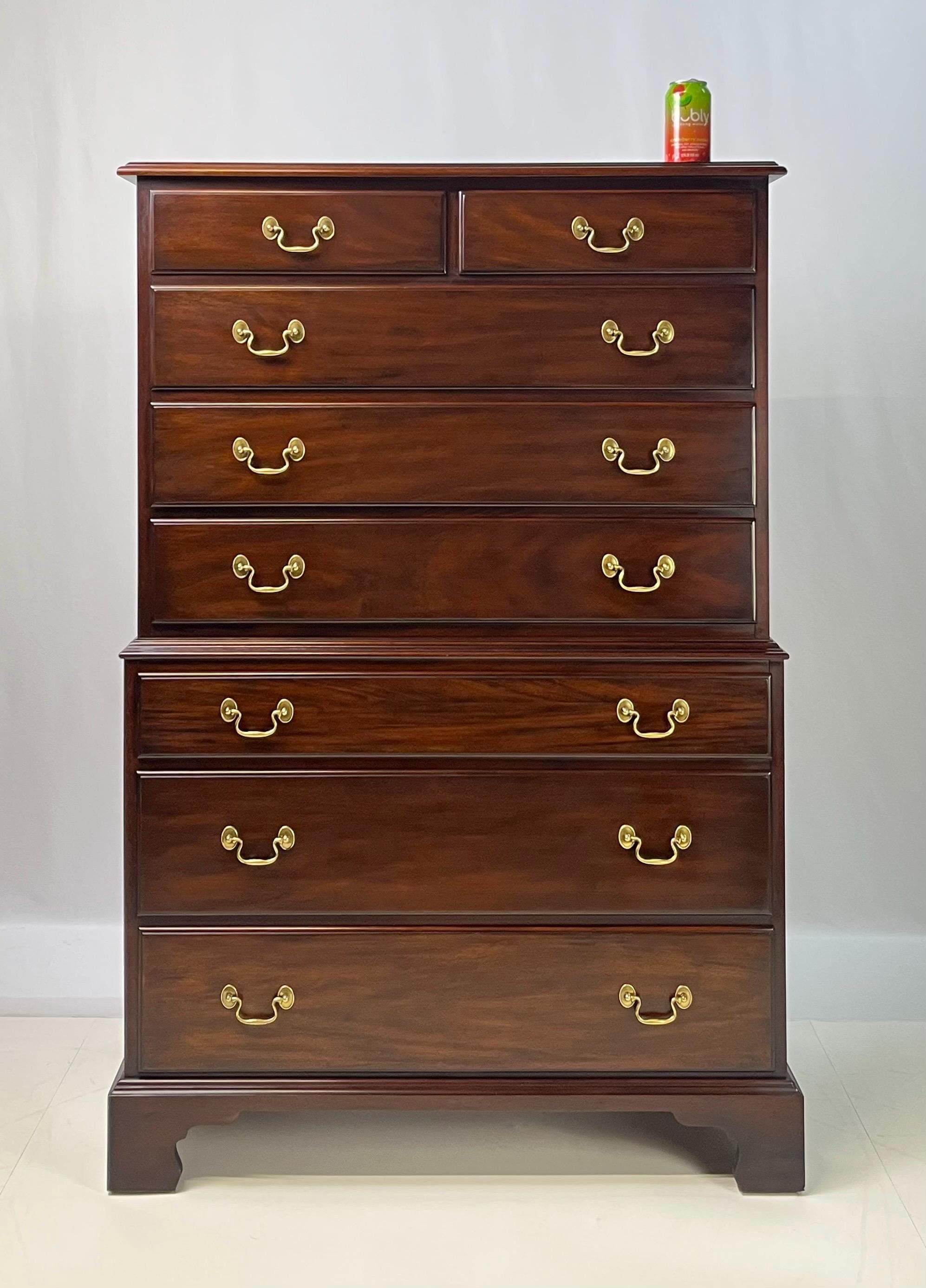 Vintage Henkel Harris Virginia Galleries Mahogany Chippendale Style Chest-on-Chest - Thumbnail 16