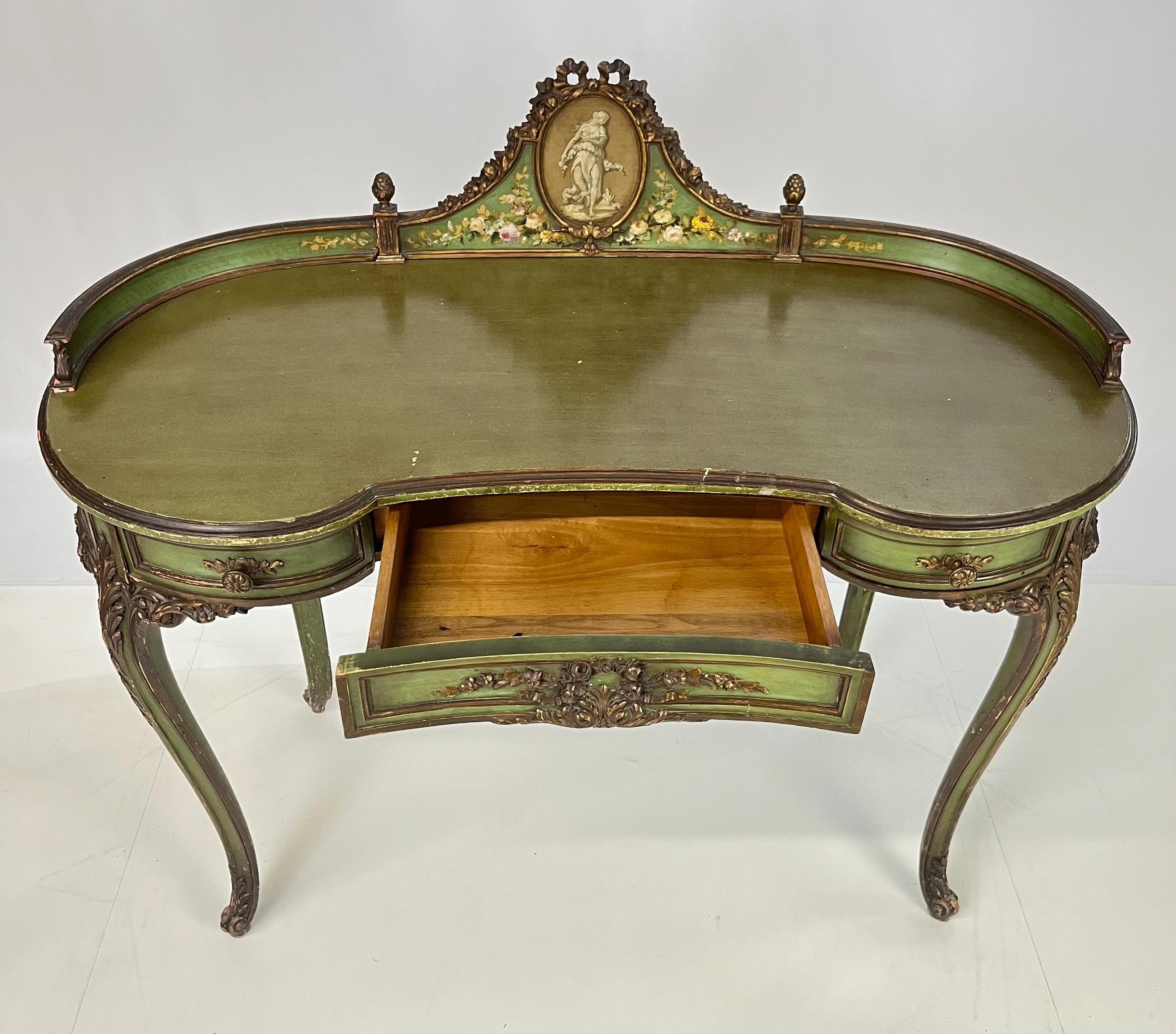 Vintage Italian Venetian Painted Kidney-Shaped Writing Desk or Vanity - Thumbnail 7
