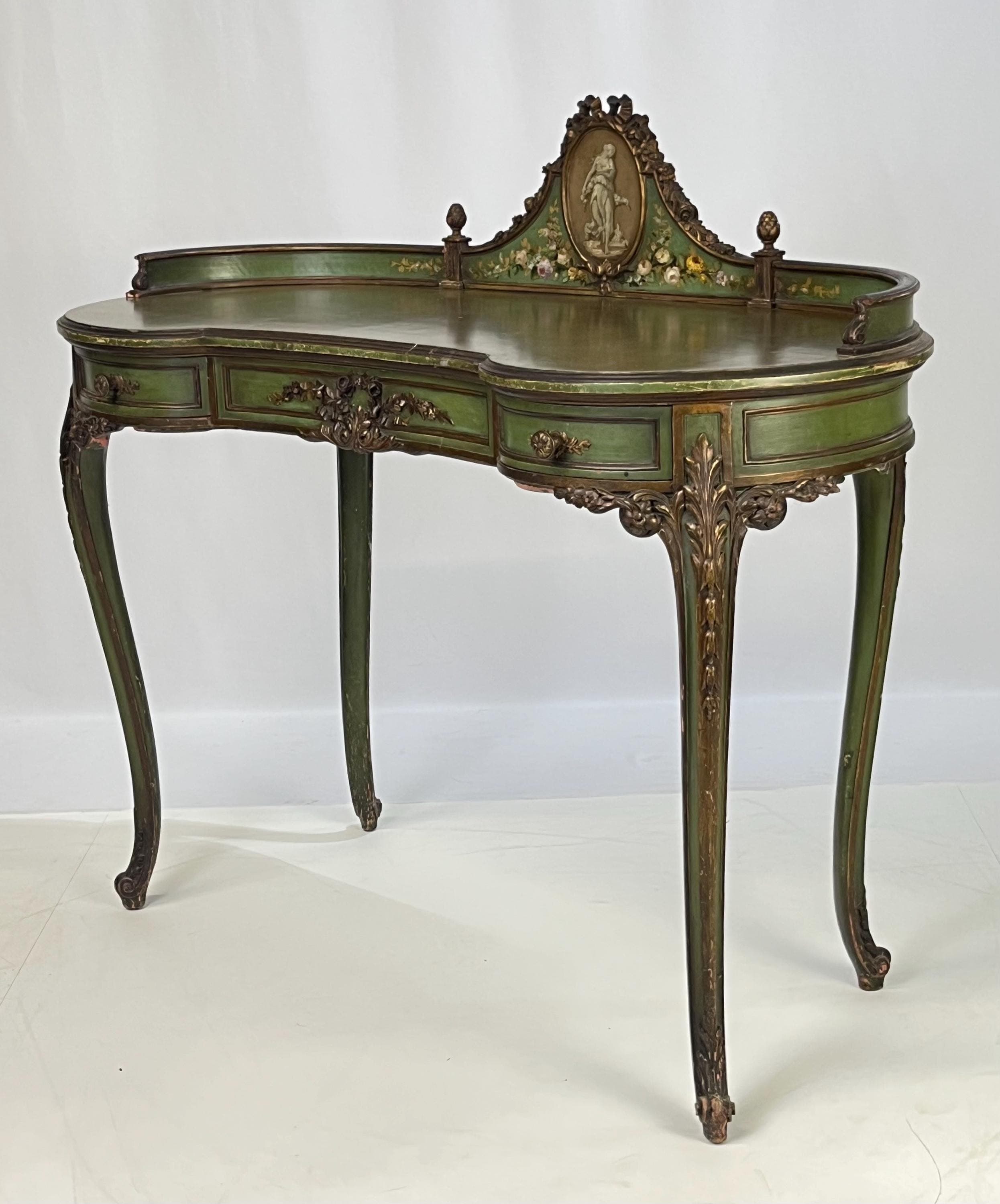 Vintage Italian Venetian Painted Kidney-Shaped Writing Desk or Vanity - Thumbnail 18