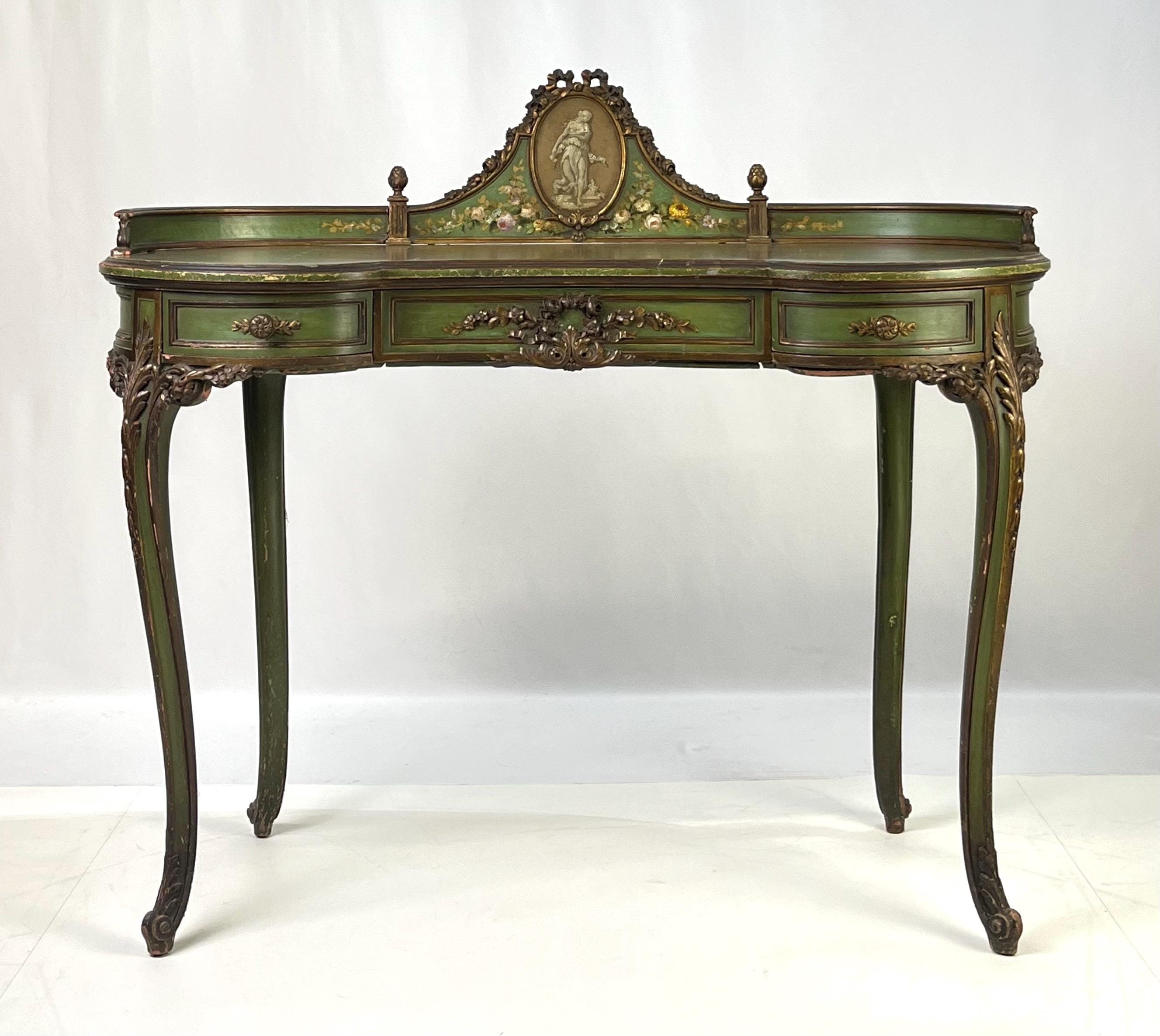 Vintage Italian Venetian Painted Kidney-Shaped Writing Desk or Vanity - Thumbnail 3