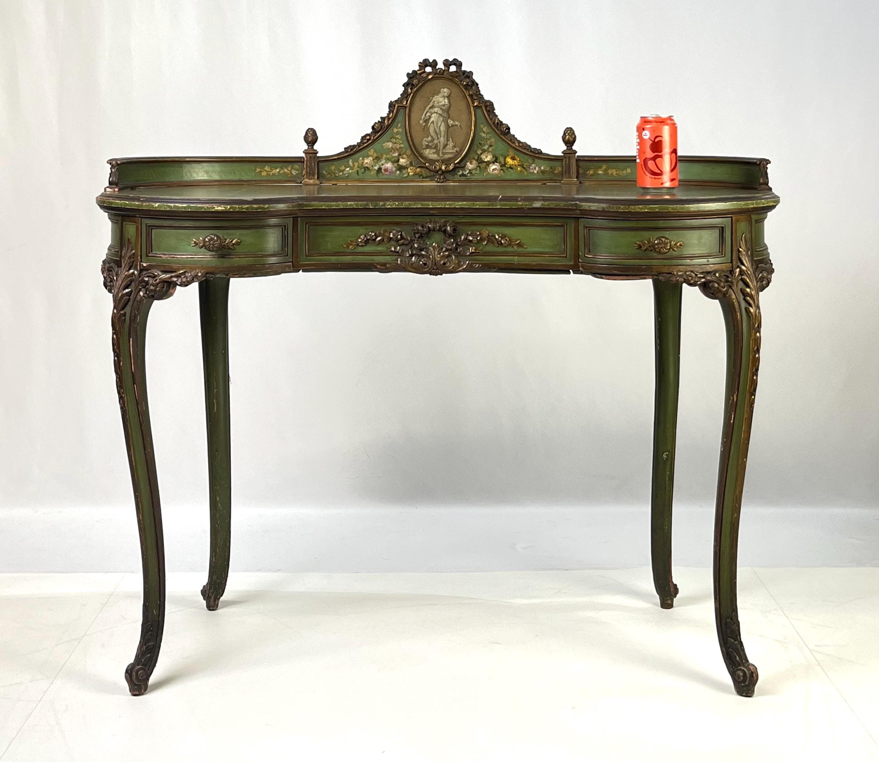 Vintage Italian Venetian Painted Kidney-Shaped Writing Desk or Vanity - Thumbnail 20
