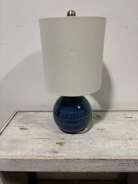 Small Blue Lamp With White Shade