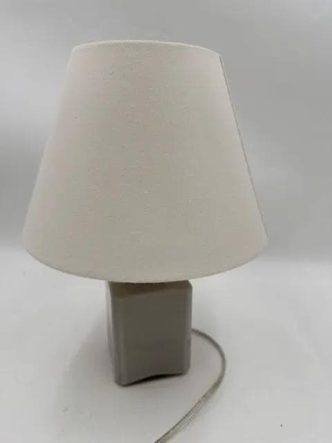 Small Beige Table Lamp With White Shade