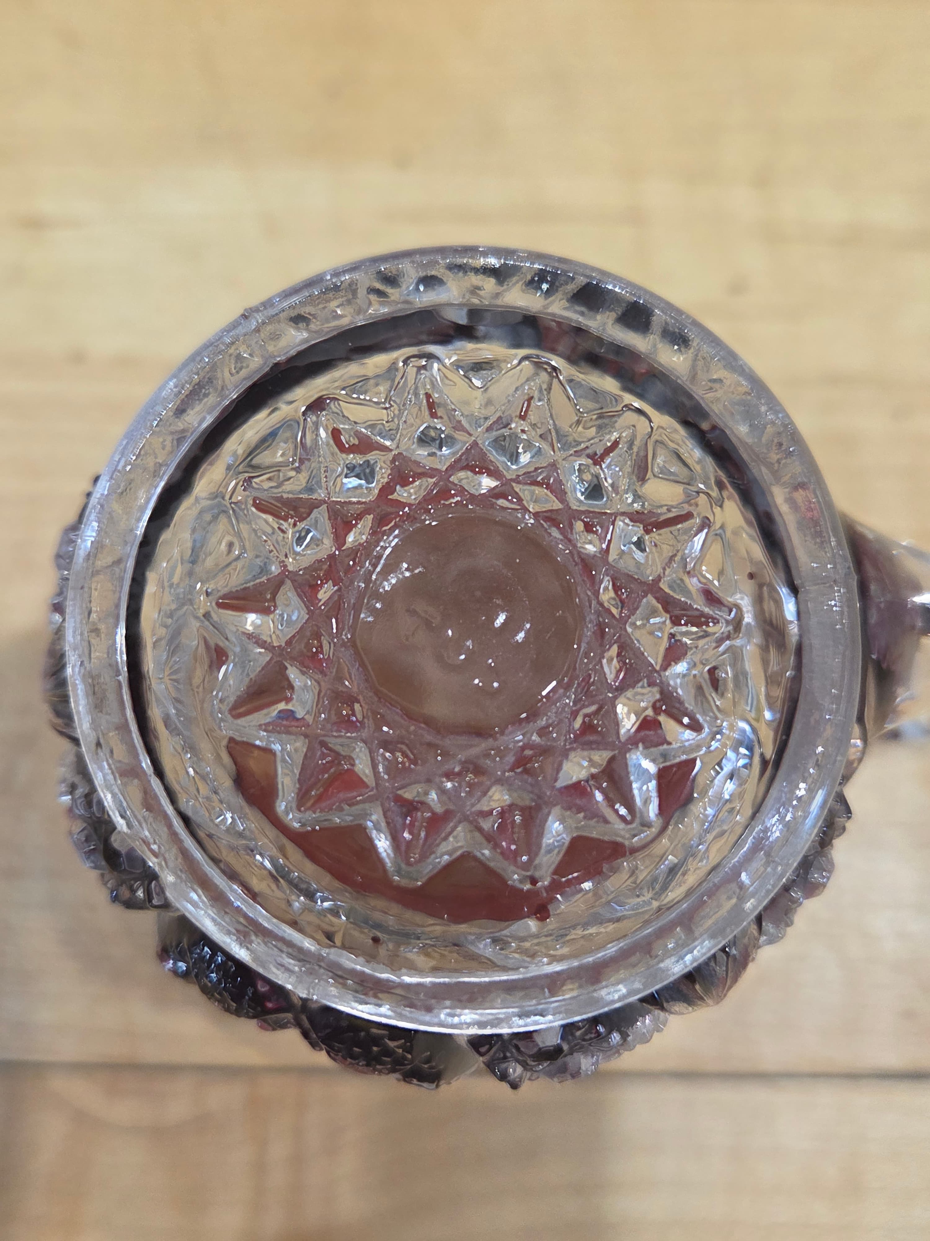 Antique EAPG Indiana Glass Okay Ruby Stained Souvenir Mug Oelwein Iowa - Thumbnail 6