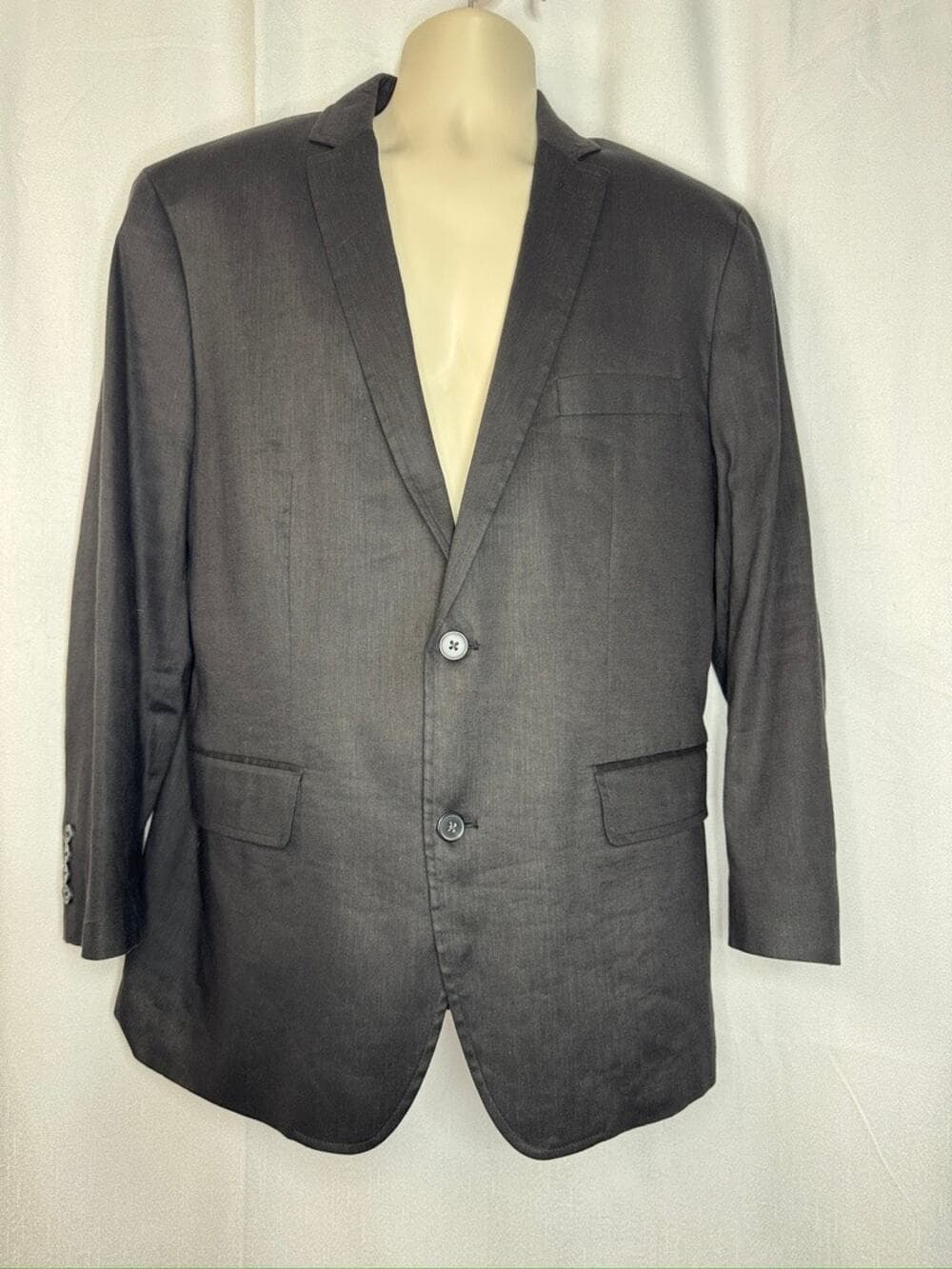 438. INC International Concepts Charcoal Linen Blend Blazer Sport Coat Size L - Thumbnail 8