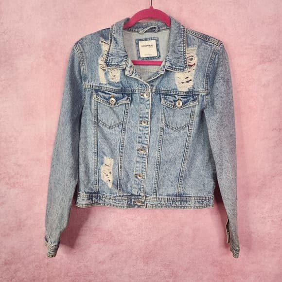 198. Highway Jeans Distressed Denim Jacket Light Wash Size L - Thumbnail 7