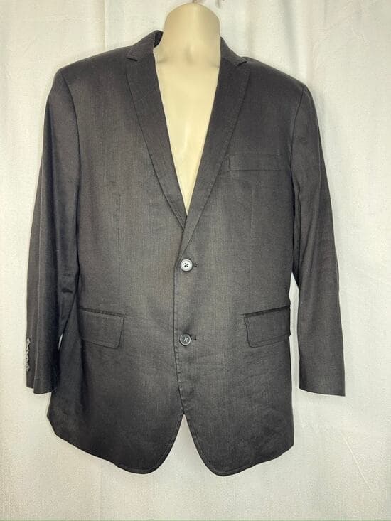 438. INC International Concepts Charcoal Linen Blend Blazer Sport Coat Size L - Thumbnail 9