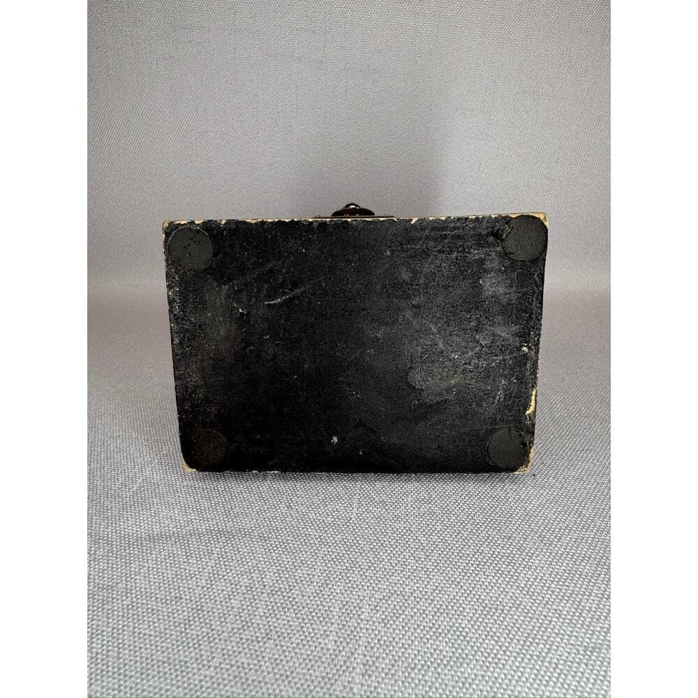 448. Vintage Hand Painted Wooden Elephant Trinket Box Black - Thumbnail 5
