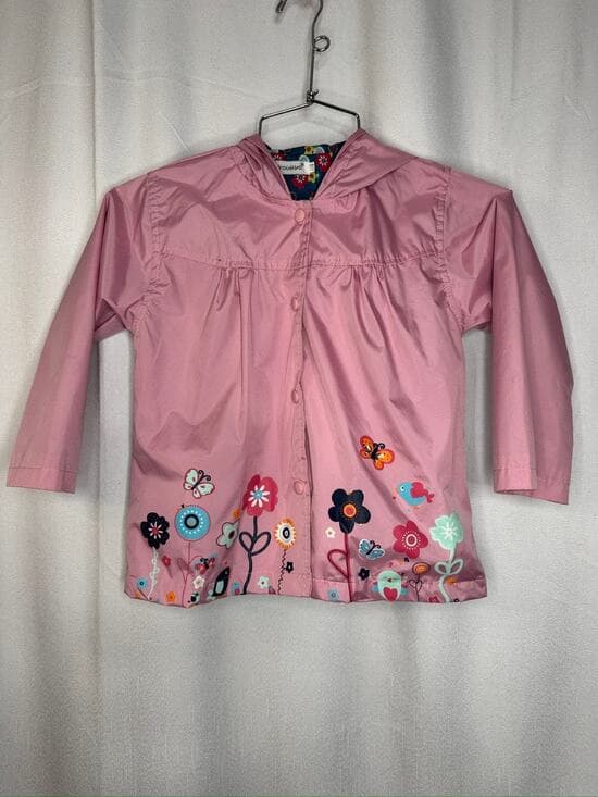 432. Keaiyouhuo Pink Floral Hooded Rain Jacket Girls Size 4T-5 - Thumbnail 7