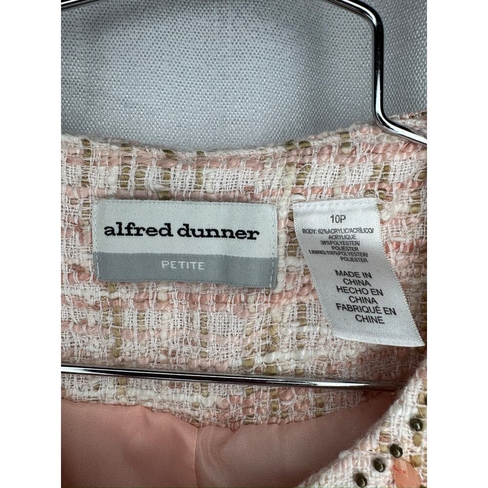 431. Alfred Dunner Petite Embellished Tweed Jacket Pink Size PM - Thumbnail 2