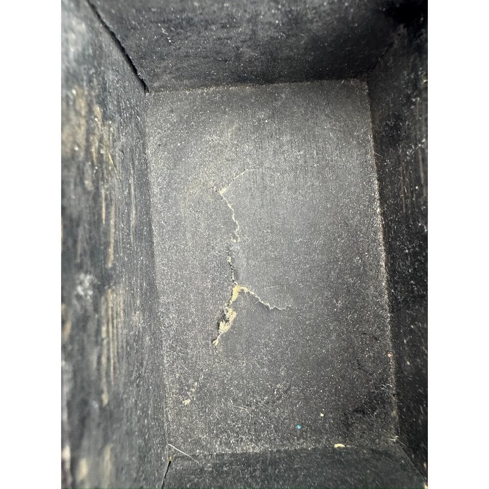 448. Vintage Hand Painted Wooden Elephant Trinket Box Black - Thumbnail 9