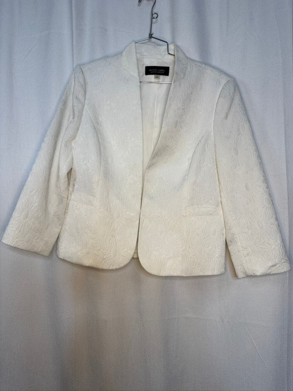 430. Black Label Evan Picone White Textured Blazer Size 10 - Thumbnail 6