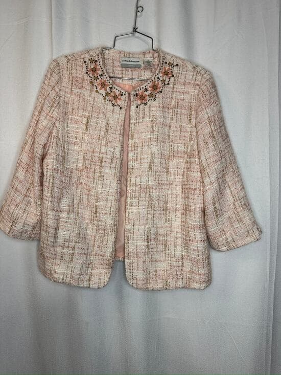431. Alfred Dunner Petite Embellished Tweed Jacket Pink Size PM - Thumbnail 12