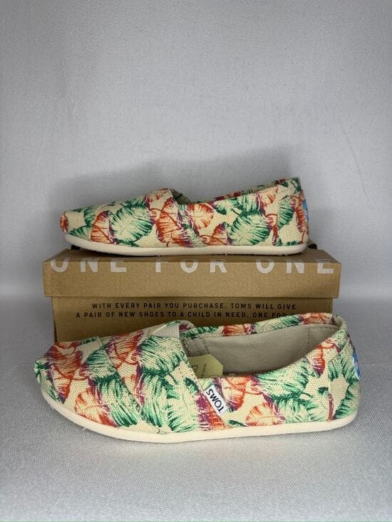 442. TOMS Tropical Floral Alpargata Slip On Flats Size W6.5 - Thumbnail 9