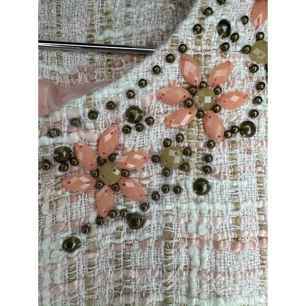 431. Alfred Dunner Petite Embellished Tweed Jacket Pink Size PM - Thumbnail 4