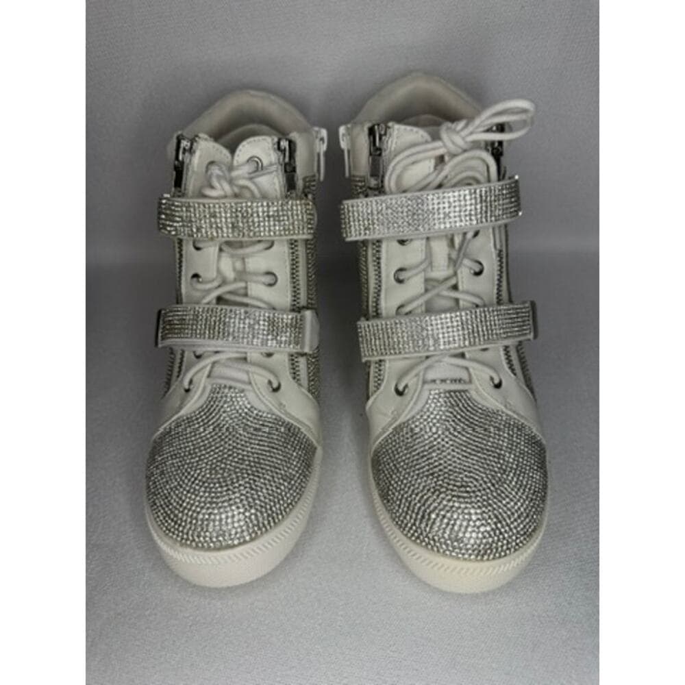 444. INC DebbyF Silver Bling Wedge High Top Sneakers Size 9W NWT - Thumbnail 2