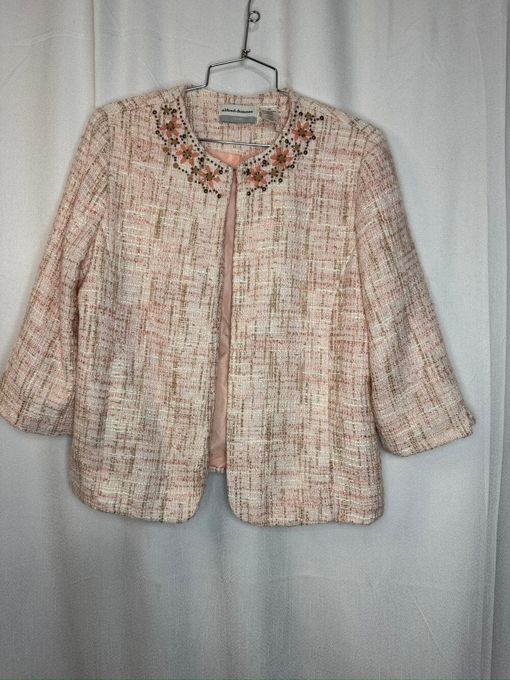 431. Alfred Dunner Petite Embellished Tweed Jacket Pink Size PM - Thumbnail 11