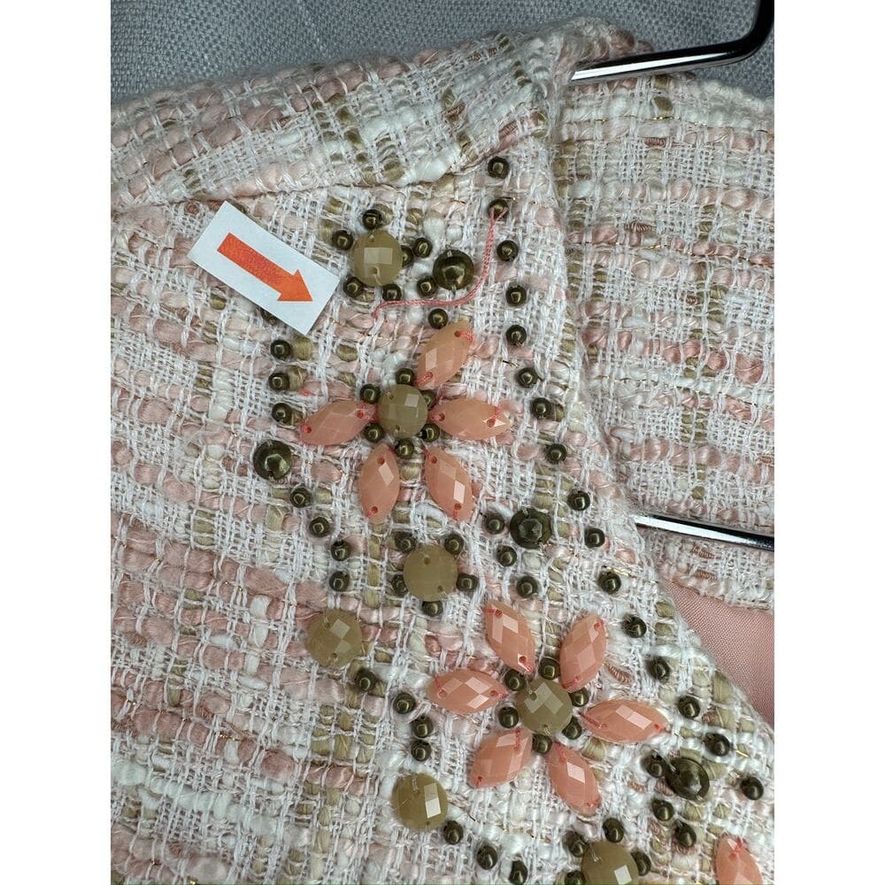 431. Alfred Dunner Petite Embellished Tweed Jacket Pink Size PM - Thumbnail 7