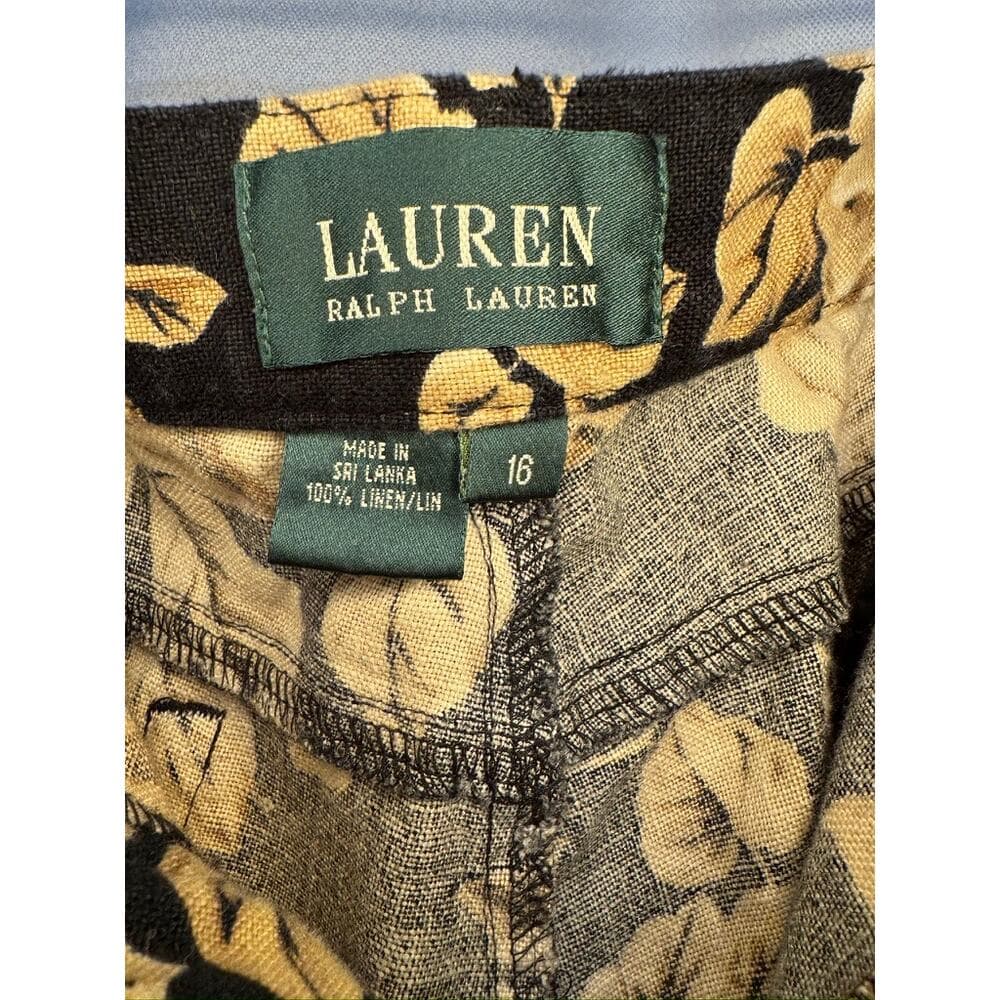 429. Lauren Ralph Lauren Floral Straight Leg Linen Pants Size 16 - Thumbnail 2