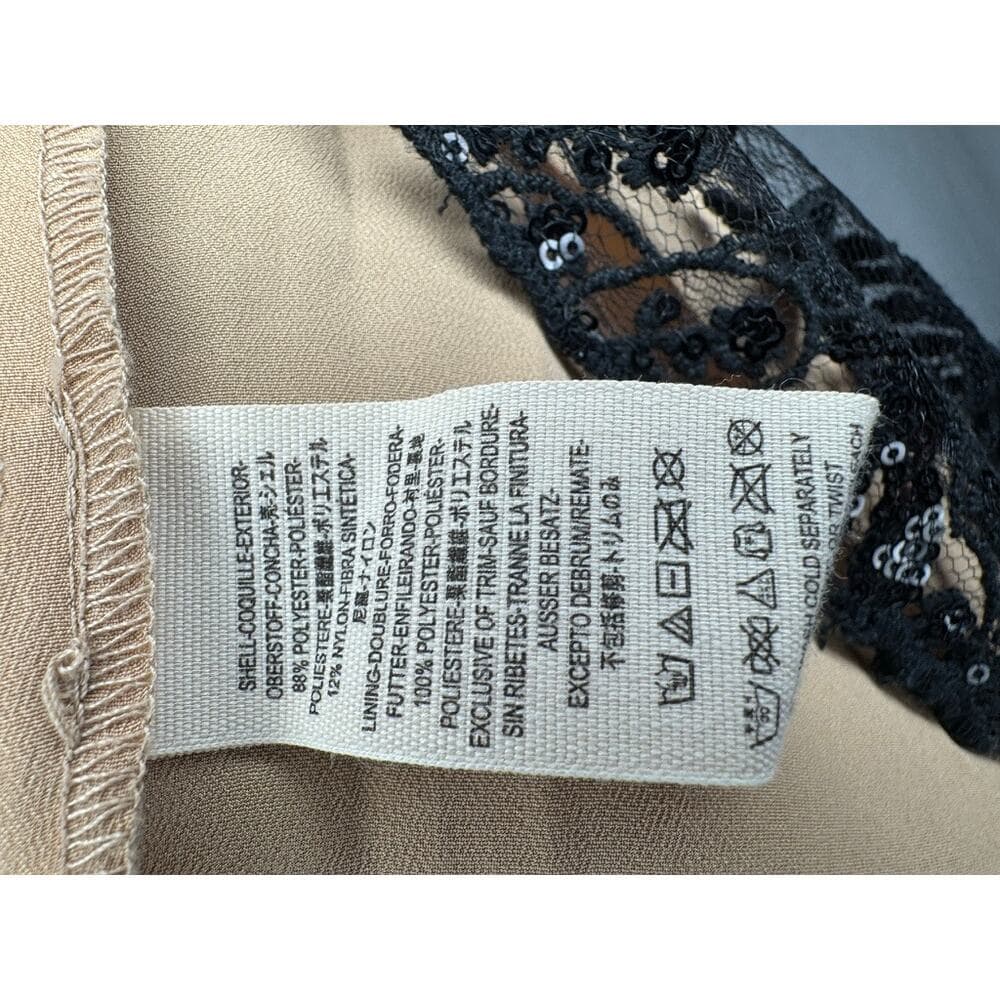 434. Free People Sequin Lace Slip Dress Beige Black Size 0 - Thumbnail 3