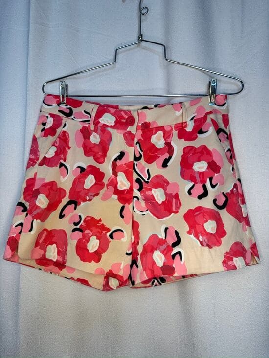 427. Jade Floral Shorts Pink Red Print Size 2 - Thumbnail 7