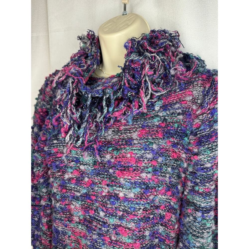 433. Vintage 1980s Gil Aimbez Fringe Turtleneck Sweater Size M - Thumbnail 5