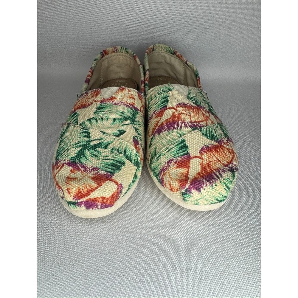 442. TOMS Tropical Floral Alpargata Slip On Flats Size W6.5 - Thumbnail 2
