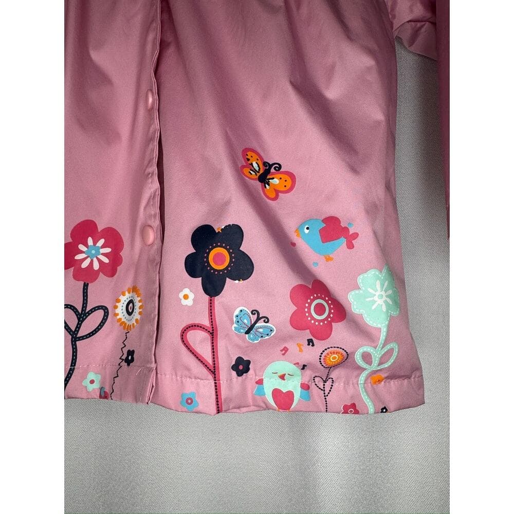432. Keaiyouhuo Pink Floral Hooded Rain Jacket Girls Size 4T-5 - Thumbnail 5