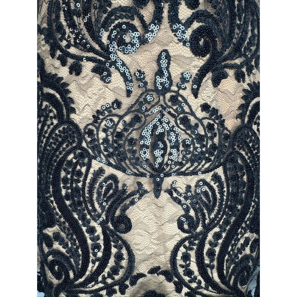 434. Free People Sequin Lace Slip Dress Beige Black Size 0 - Thumbnail 7
