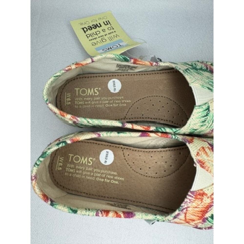 442. TOMS Tropical Floral Alpargata Slip On Flats Size W6.5 - Thumbnail 6