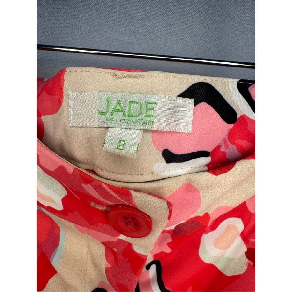 427. Jade Floral Shorts Pink Red Print Size 2 - Thumbnail 2