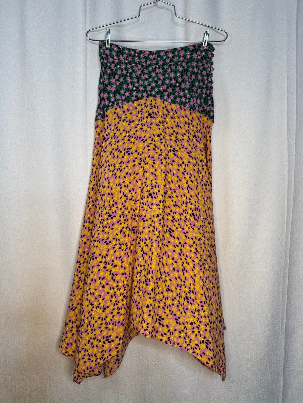 426. Topshop Floral Colorblock Handkerchief Maxi Skirt Size US 4 - Thumbnail 8