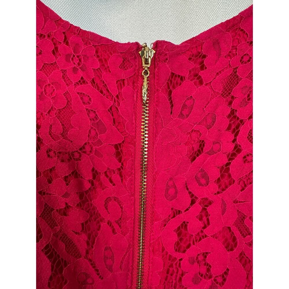 358. Kensie Hot Pink Floral Lace Sleeveless Fit & Flare Dress Size Small - Thumbnail 5
