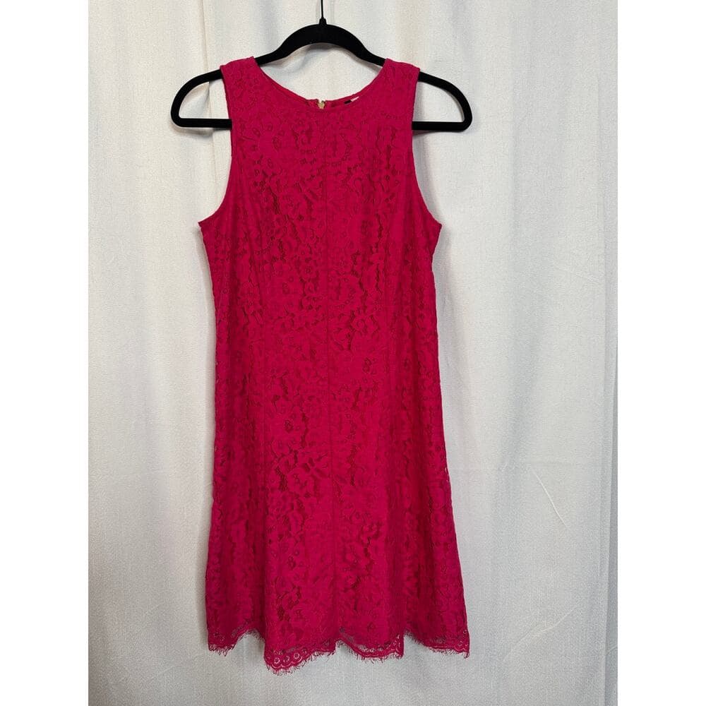 358. Kensie Hot Pink Floral Lace Sleeveless Fit & Flare Dress Size Small - Thumbnail 2
