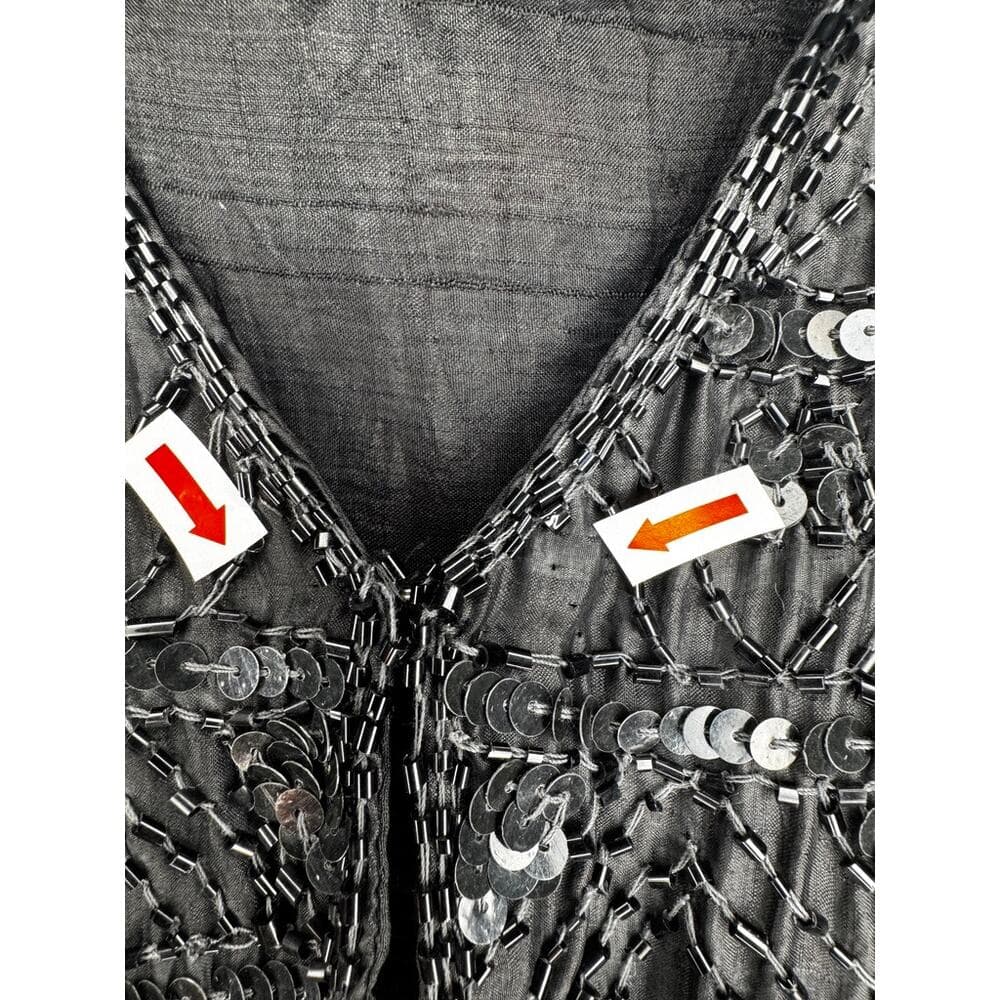 416. Beaded Sequin Silk Vest Hook & Eye Closure Size M - Thumbnail 3