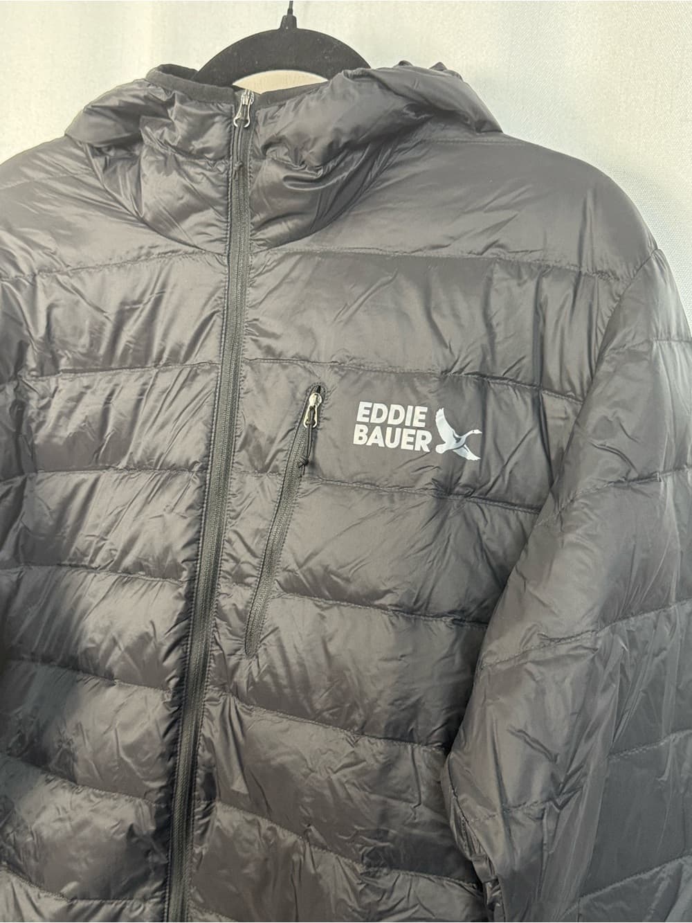 291. Eddie Bauer 550 Down Hooded Puffer Jacket Black Men’s XL - Thumbnail 3