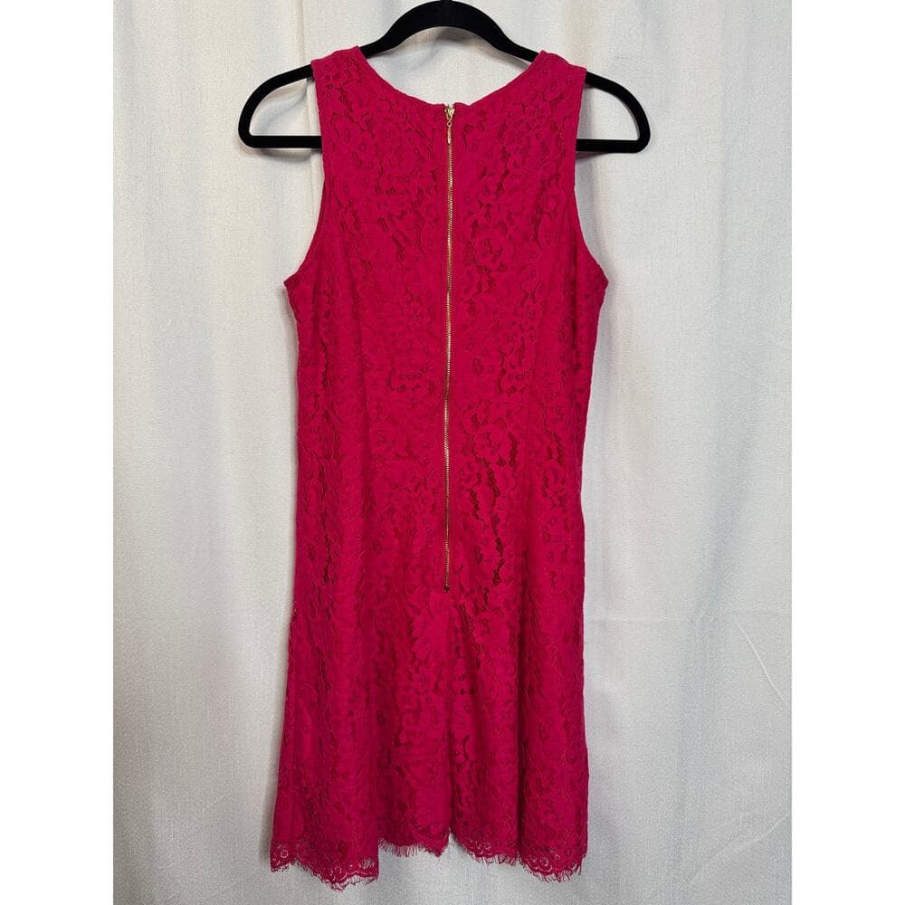 358. Kensie Hot Pink Floral Lace Sleeveless Fit & Flare Dress Size Small - Thumbnail 4