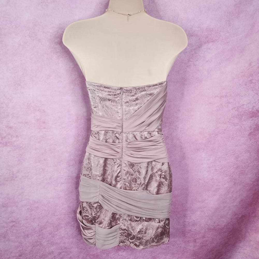202. Bebe Strapless Lace Ruched Bodycon Cocktail Dress XS - Thumbnail 3