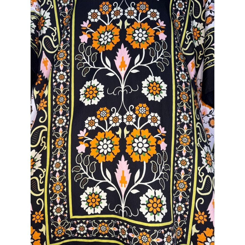 417. Gypsie Blu Floral Boho Caftan Poncho Cover Up One Size - Thumbnail 7