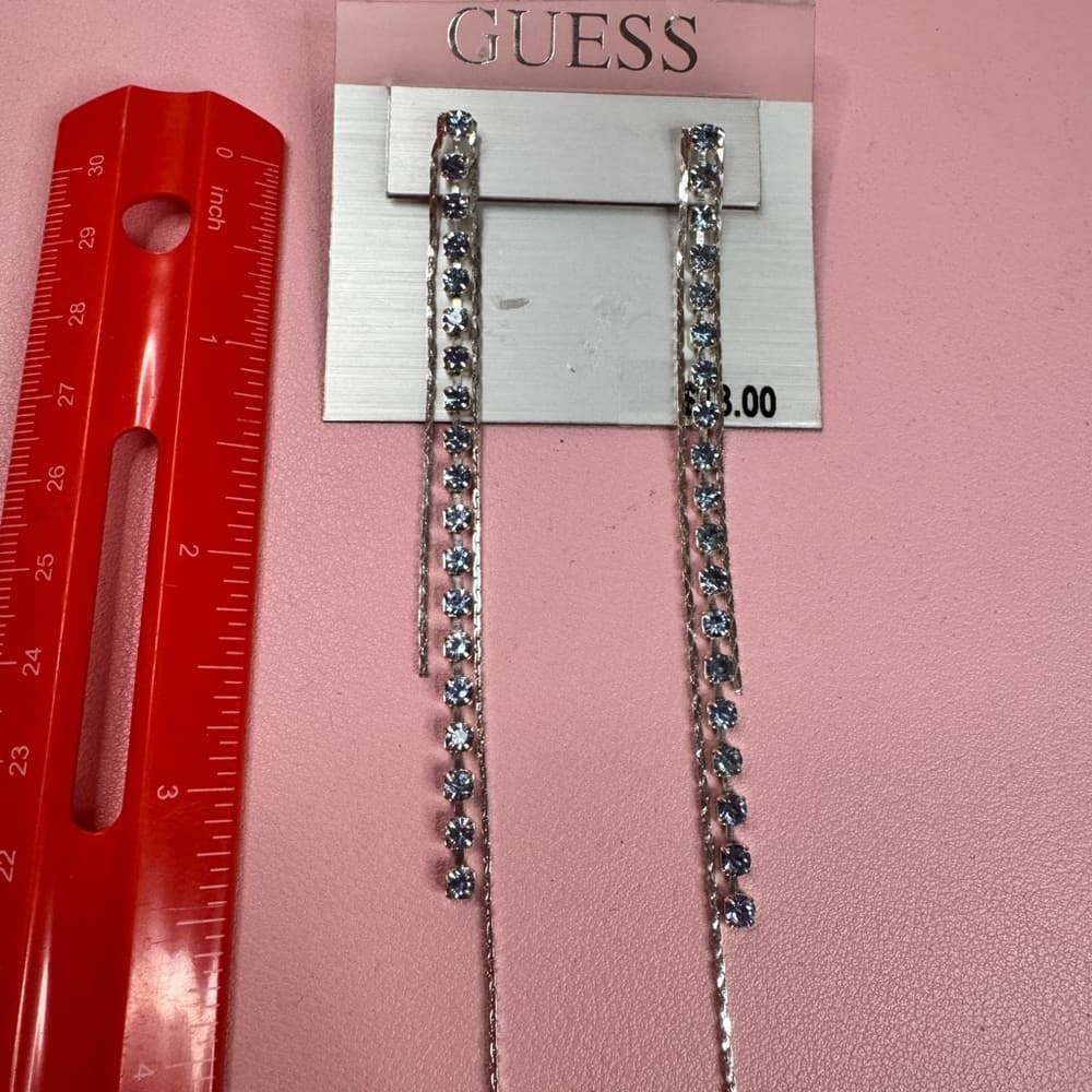 224. GUESS Sparkling Silver Drop Earrings - Thumbnail 4