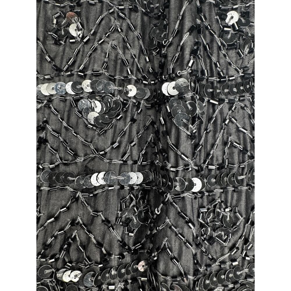 416. Beaded Sequin Silk Vest Hook & Eye Closure Size M - Thumbnail 2