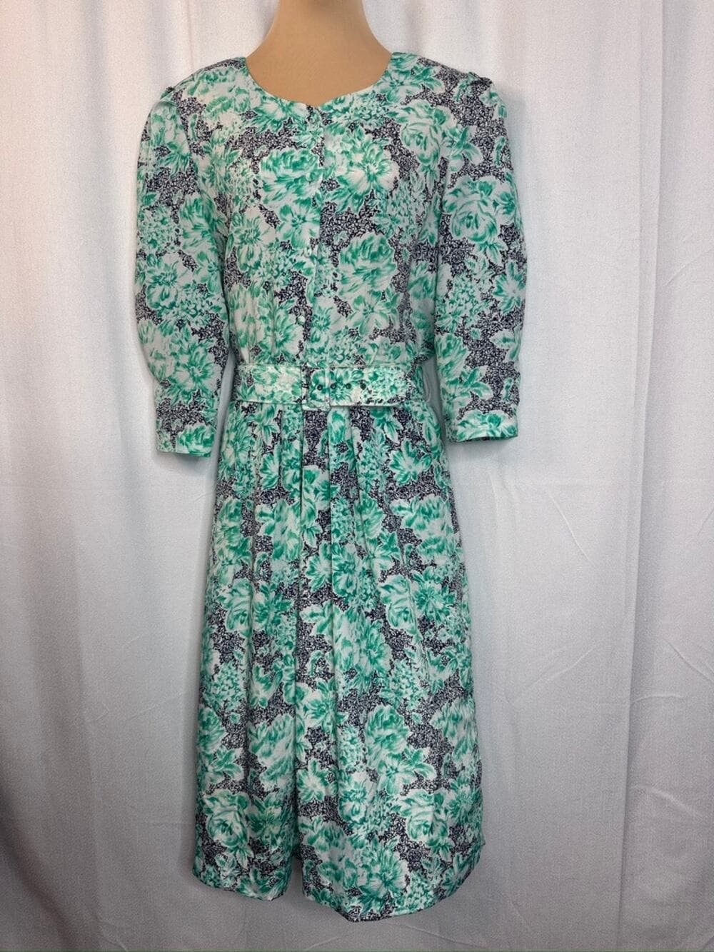 380. Pellini by Von Bramlett Vintage Floral Belted Dress Size L - Thumbnail 9